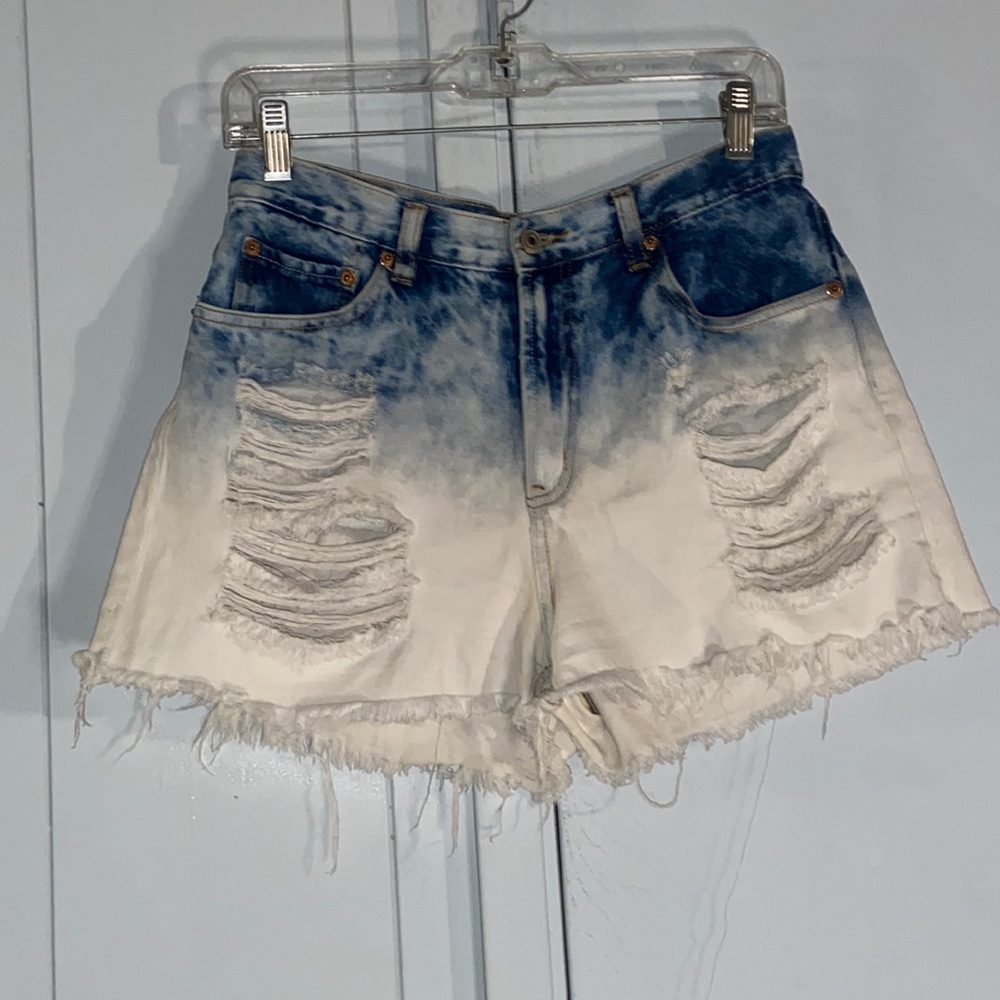 High waist jeans ombre jeans shorts